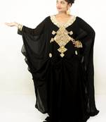 Black embroidered georgette islamic kaftan