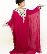 Rani pink embroidered georgette islamic kaftan