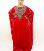 Red embroidered georgette islamic kaftan