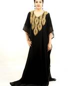 Black embroidered georgette islamic kaftan