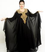 Black embroidered georgette islamic kaftan