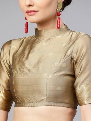 Inddus Maroon Silk Blend Woven Saree With Blouse 3