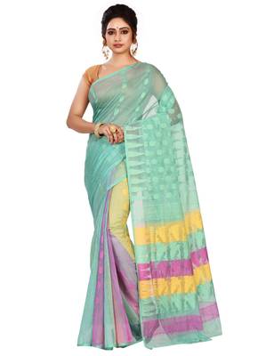 Multicolor plain cotton silk saree without blouse 1