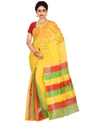 Multicolor plain cotton silk saree without blouse 1