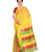 Multicolor plain cotton silk saree without blouse