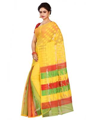 Multicolor plain cotton silk saree without blouse 2