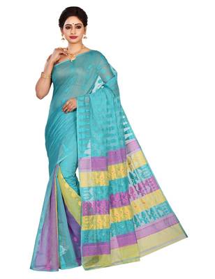 Multicolor plain cotton silk saree without blouse 1