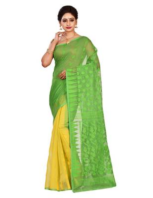 Multicolor plain cotton silk saree without blouse 1