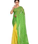 Multicolor plain cotton silk saree without blouse
