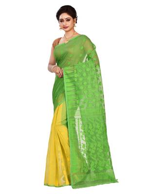 Multicolor plain cotton silk saree without blouse 2
