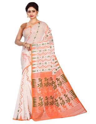 Multicolor plain cotton silk saree without blouse 1