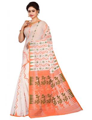 Multicolor plain cotton silk saree without blouse 2