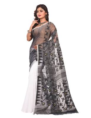 Multicolor plain cotton silk saree without blouse 2