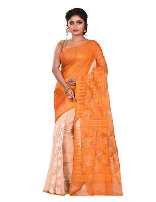 Multicolor plain cotton silk saree without blouse 1