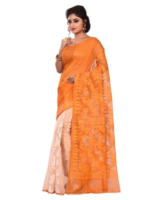 Multicolor plain cotton silk saree without blouse 2