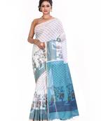 Multicolor printed cotton saree without blouse