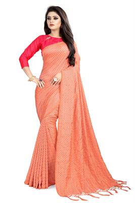 Peach woven art silk sarees saree with blouse 1