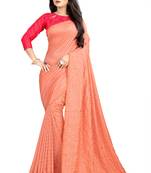 Peach woven art silk sarees saree with blouse