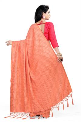 Peach woven art silk sarees saree with blouse 4
