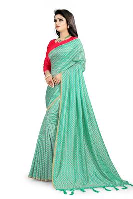 Green woven art silk sarees saree with blouse 2