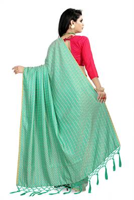 Green woven art silk sarees saree with blouse 4
