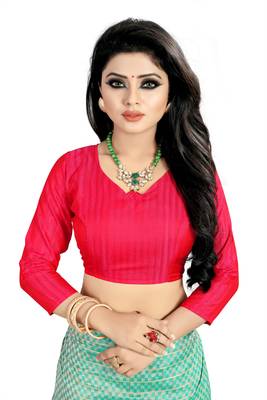 Green woven art silk sarees saree with blouse 5