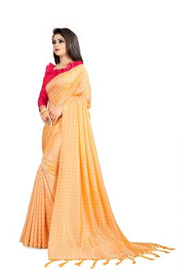 Yellow woven art silk sarees saree with blouse 2