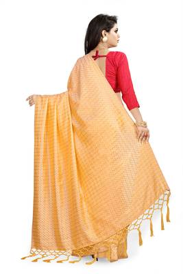 Yellow woven art silk sarees saree with blouse 4