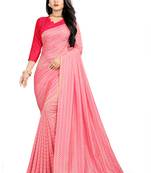 Light rani pink woven art silk sarees saree with blouse
