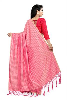 Light rani pink woven art silk sarees saree with blouse 4