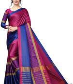 Pink printed polycotton saree with blouse