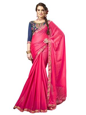 Pink Embroidered Georgette Saree With Blouse 1