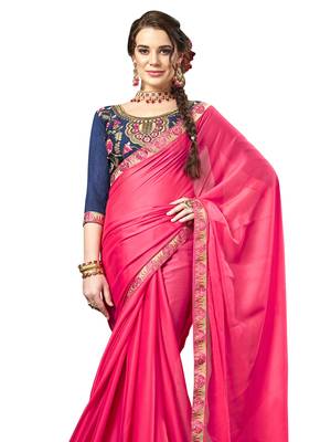 Pink Embroidered Georgette Saree With Blouse 2