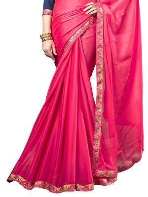 Pink Embroidered Georgette Saree With Blouse 3