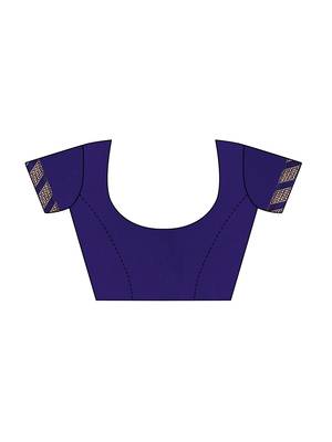 Navy blue woven ruffle georgette saree with blouse 5