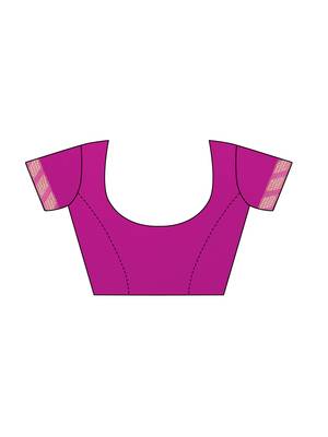 Purple woven ruffle georgette saree with blouse 5