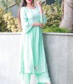 Light Blue Solid Rayon Stitched Salwar Suits