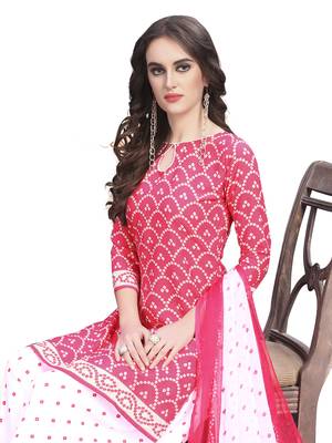 Pink printed crepe unstitched salwar with dupatta 2