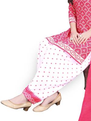 Pink printed crepe unstitched salwar with dupatta 3