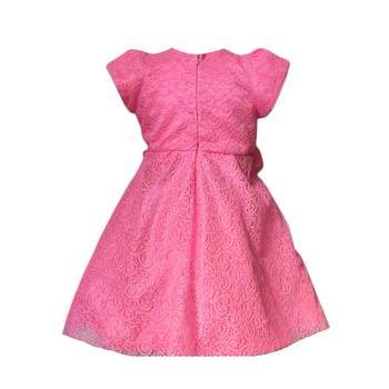 Pink plain net kids girl frock 2