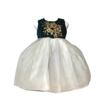 White plain net kids frocks 1