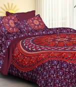 100% Cotton Mandala Hand Screen Printed Bedding Bedspread With 2 Pillow Queen Size 90 X 108