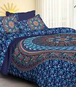 Handmade Pure Cotton Mandala Hand Screen Printed Bedding Bedspread With 2 Pillow Queen Size 90 X 108