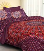 Pure Cotton Handmade 100% Mandala Hand Screen Printed Bedding Bedspread With 2 Pillow Queen Size