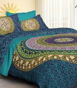 Jaipuri Handmade 100% Cotton Mandala Hand Screen Printed Bedding Bedspread With 2 Pillow Queen Size 90 X 108 inches