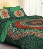Handmade 100% Cotton Mandala Hand Screen Printed Bedding Bedspread With 2 Pillow Cover Queen Size 90X 108 inches