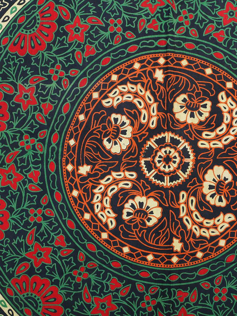 Handmade 100% Cotton Mandala Hand Screen Printed Bedding Bedspread With 2 Pillow Cover Queen Size 90X 108 inches