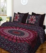 Handmade 100% Cotton Mandala Hand Screen Printed Bedding Bedspread With 2 Pillow Queen Size