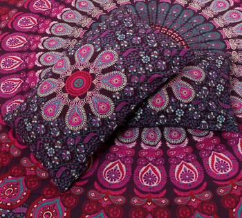 Handmade 100% Cotton Mandala Hand Screen Printed Bedding Bedspread With 2 Pillow Queen Size 2