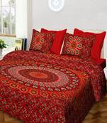 Handmade 100% Cotton Mandala Hand Screen Printed Bedding Bedspread With 2 Pillow Queen Size